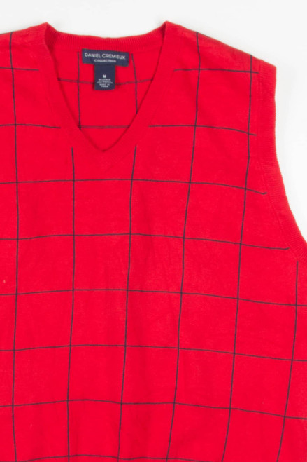 Red Windowpane Daniel Cremieux Sweater Vest 210