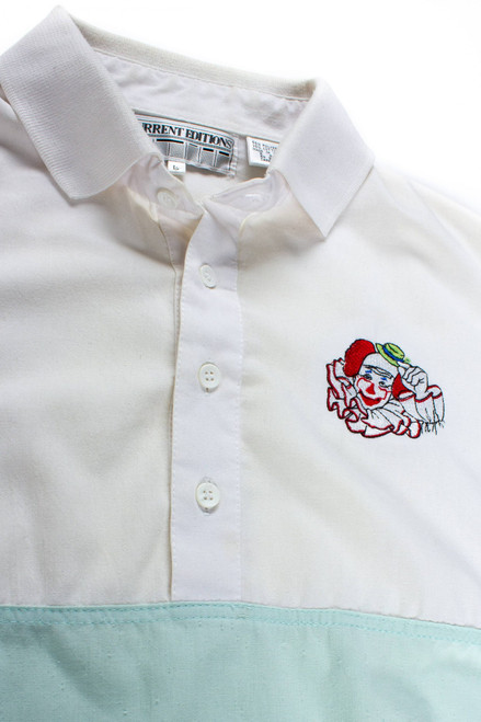 Vintage Embroidered Clown Polo Top