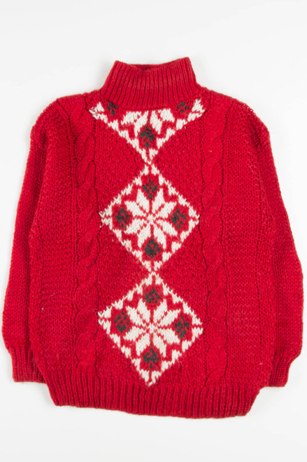 Vintage Red Cable Knit Sweater 721