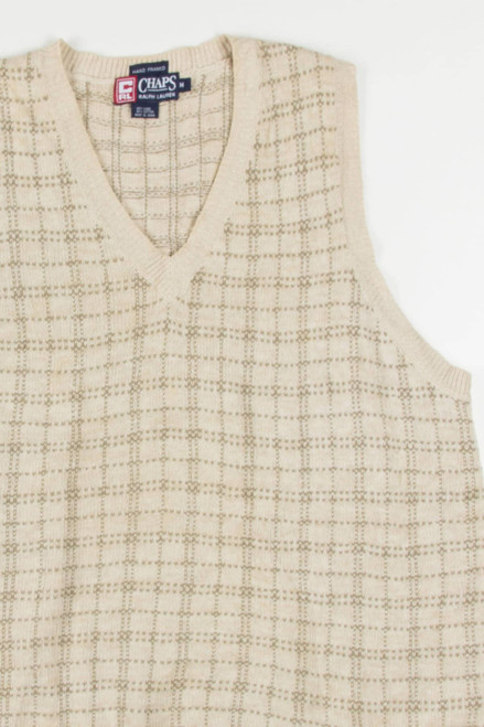 Beige Plaid Chaps Sweater Vest 242