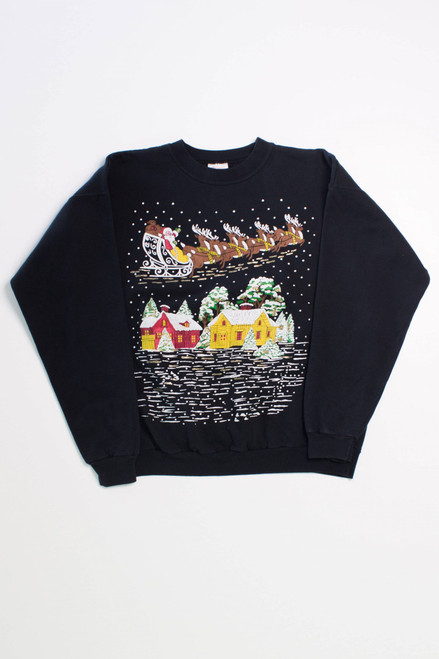 Santa & His Reindeer Ugly Christmas Sweatshirt 55547