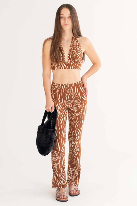 Caramel Tiger Print Bell Bottoms