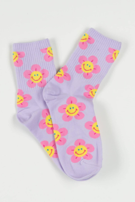 Lavender Smiling Daisy Socks