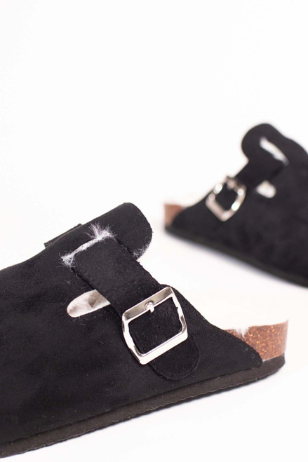 Black Buckle Clogs