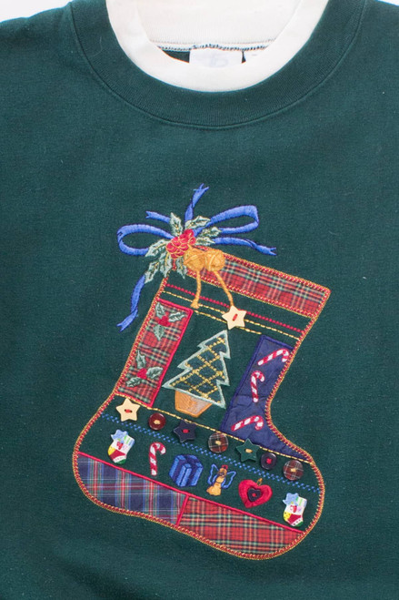 Quilted Stocking Christmas Sweatshirt