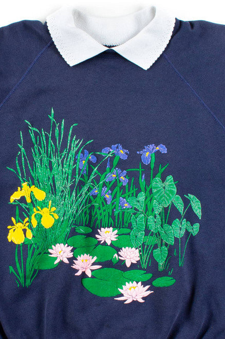 Vintage Collared Water Flora Sweatshirt