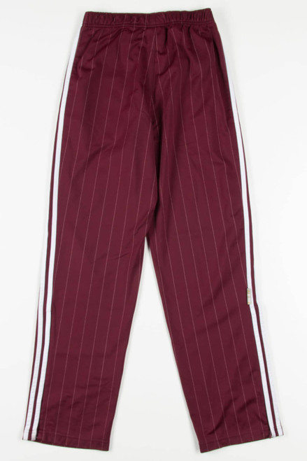 Burgundy Pinstriped Adidas Track Pants (Sz. S)