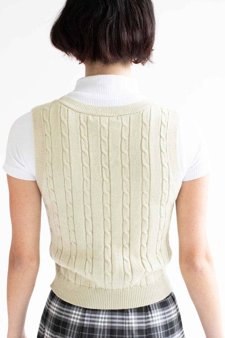 Sage Soft Cable Knit Sweater Vest