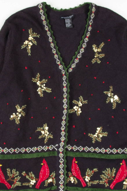 Black Cardinals Ugly Christmas Cardigan 57109