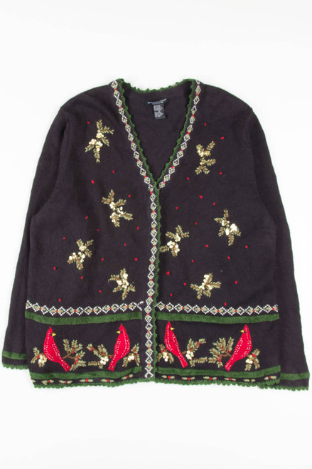 Black Cardinals Ugly Christmas Cardigan 57109