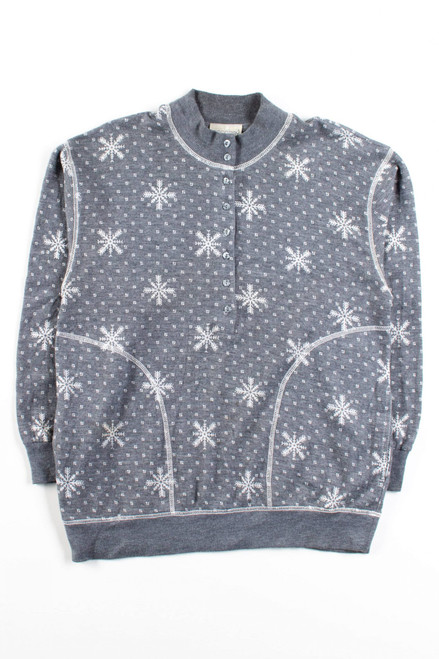 Vintage Snowflakes Henley Pocket Sweatshirt