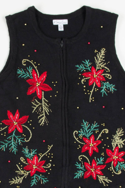 Black Poinsettias Ugly Christmas Vest 57270