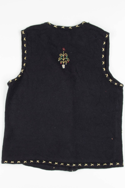 Black Embroidered Trees Ugly Christmas Vest 57436