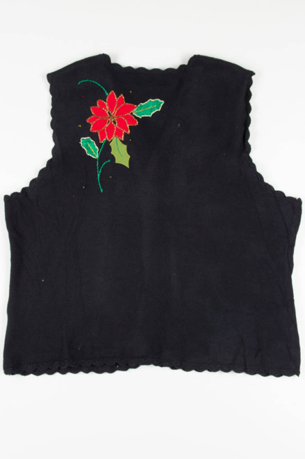 Black Poinsettias Ugly Christmas Vest 57680