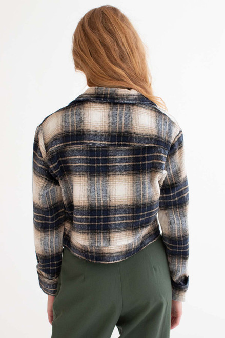 Navy Plaid Short Field Jacket