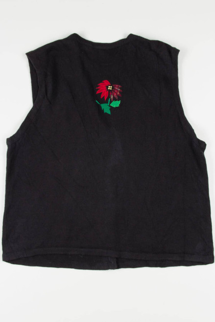 Black Poinsettias Ugly Christmas Vest 57663