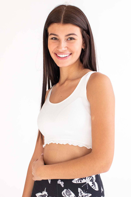 White Seamless High Neck Crop Tank