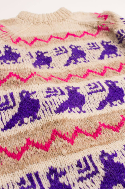 Vintage Purple Ravens Fair Isle Sweater 798