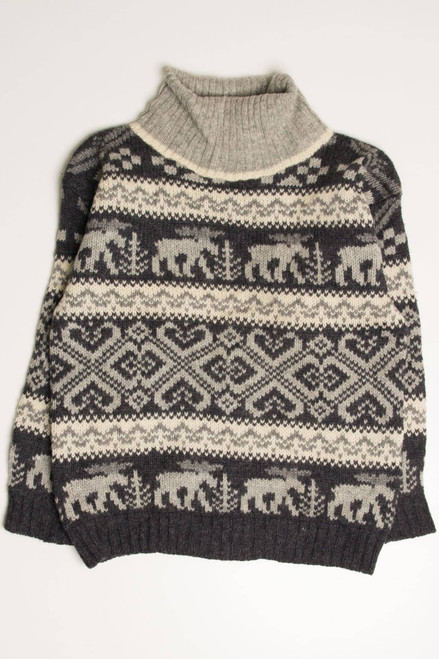 Eddie Bauer Moose Fair Isle Sweater 799