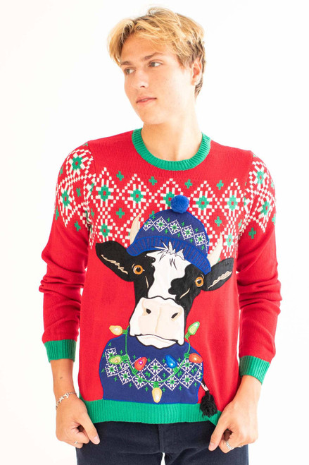 Light Up Christmas Cow Sweater