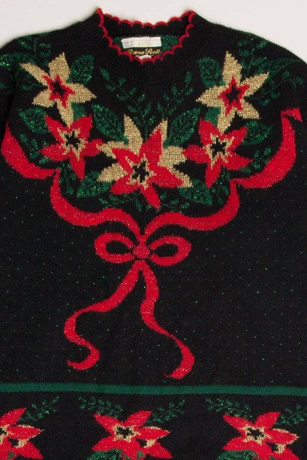 Black Poinsettias Ugly Christmas Pullover 57835