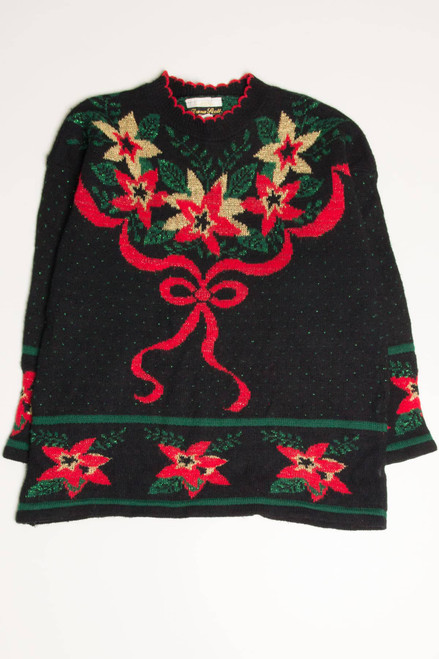 Black Poinsettias Ugly Christmas Pullover 57835