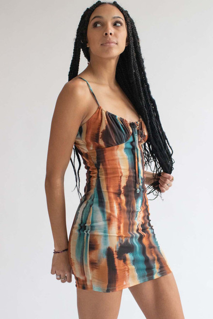 Oasis Dye Mesh Milkmaid Dress