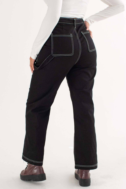 Black Wide Leg Carpenter Jeans