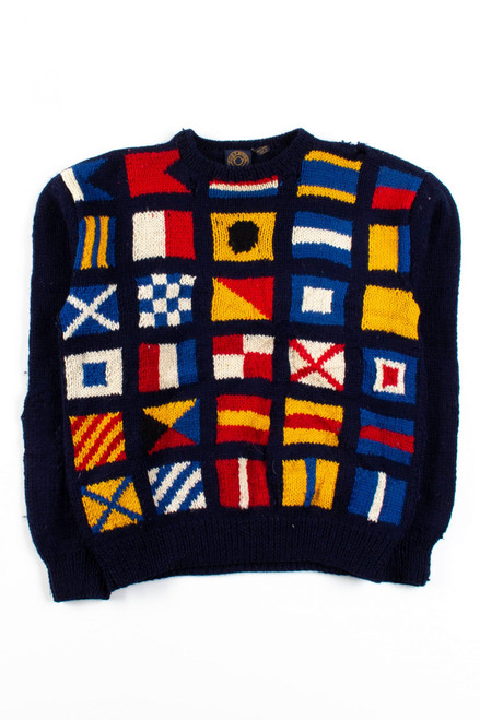 Vintage Distressed Nautical Flag Sweater