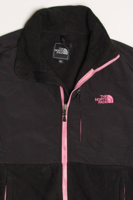 Black & Pink Trim North Face Zip Up Jacket