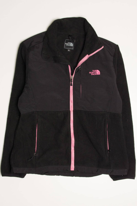 Black & Pink Trim North Face Zip Up Jacket