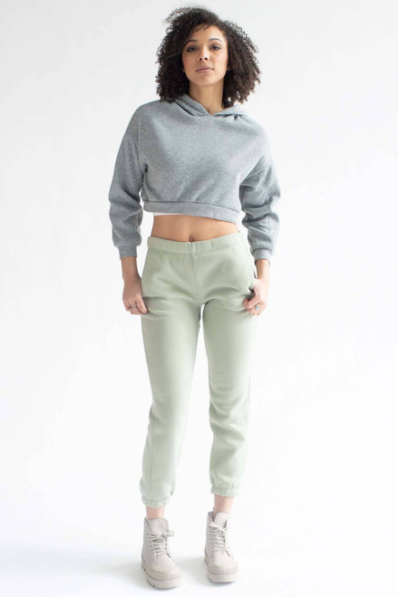 Heather Grey Fleece Cropped Hoodie