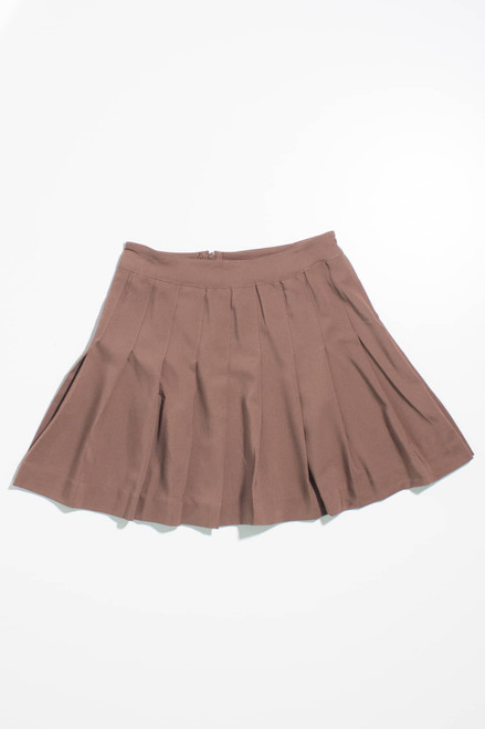 Cocoa Brown Stretch Pleated Skirt