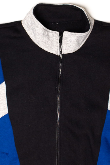 Vintage Black & Blue Zip Sweatshirt Jacket