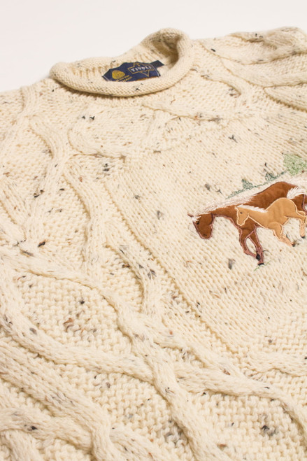 Vintage Wild Horses Fisherman Sweater 939