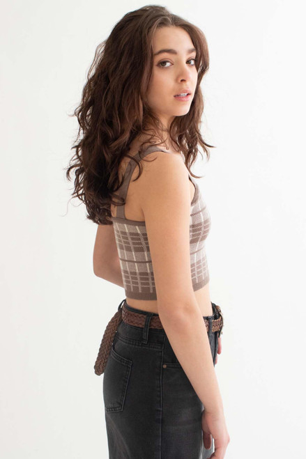 Cocoa Plaid Sweater Tank