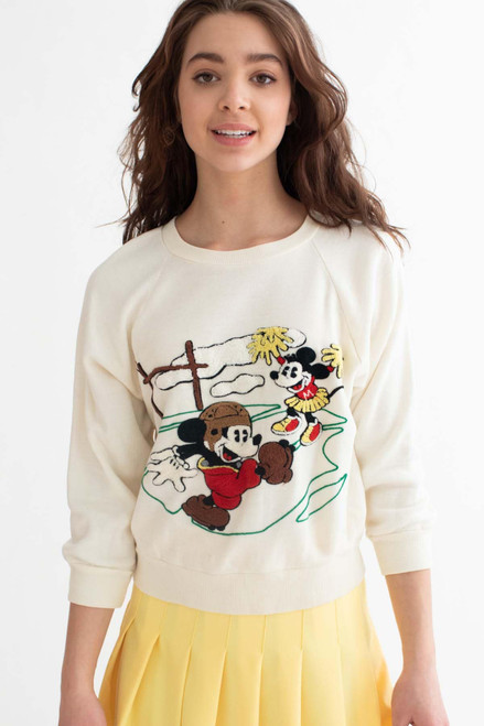 Vintage Mickey Football Embroidered Applique Sweatshirt