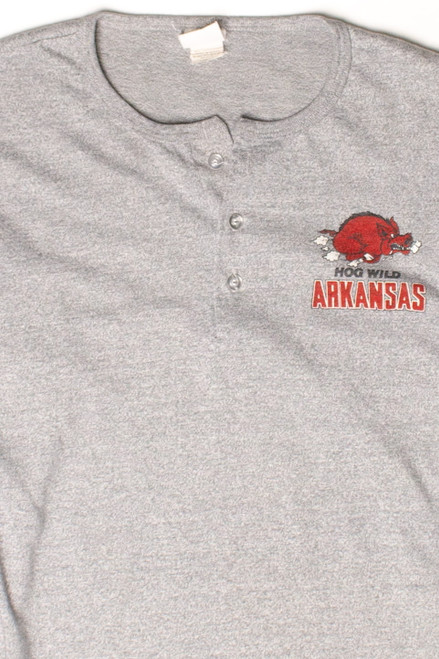 Vintage Hog Wild Arkansas 3/4 Sleeve Henley T-Shirt