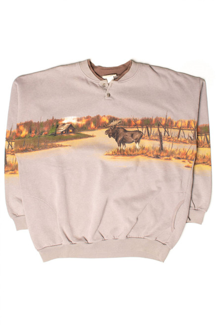 Vintage Wetland Moose Pocket Sweatshirt (1990s)