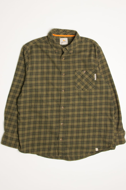 Olive Field & Stream Flannel Shirt 4357