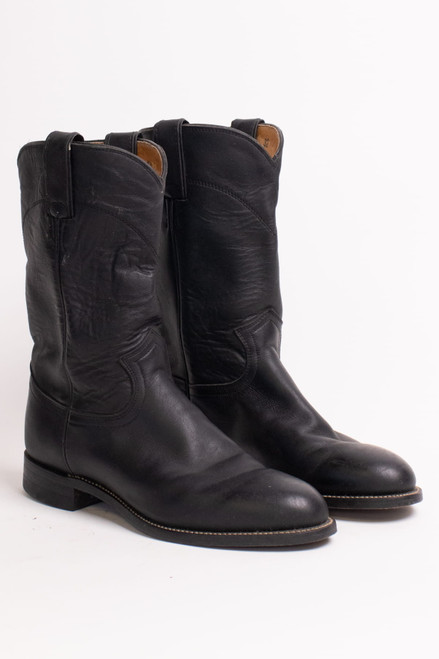 Black Leather Justin Boots (6 D)