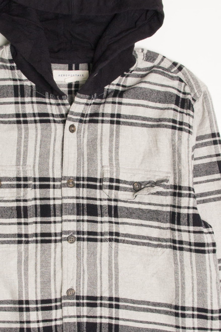 Hooded Grey Aeropostale Flannel Shirt 4366