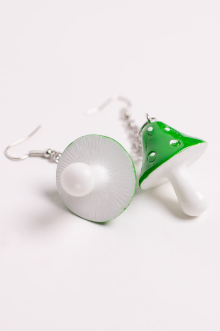 Green Mushroom Drop Earrings