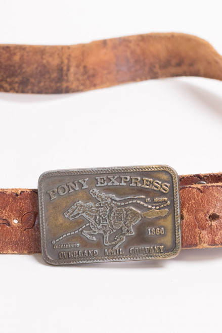 Vintage Pony Express Leather Belt (1970s)