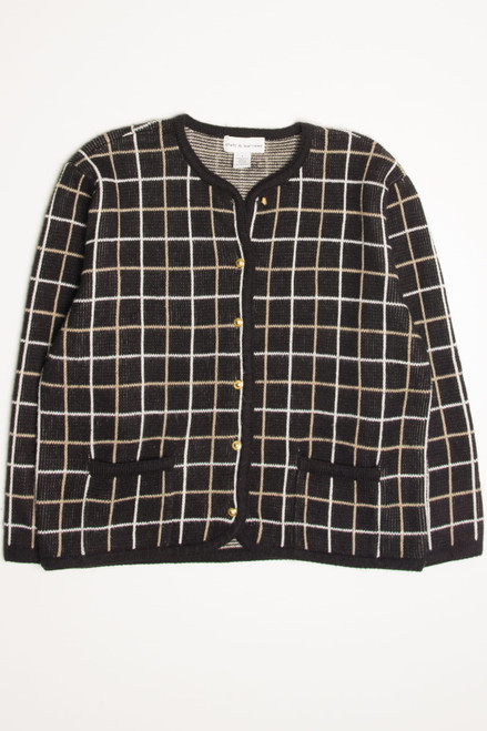 Black Windowpane Cardigan 3694