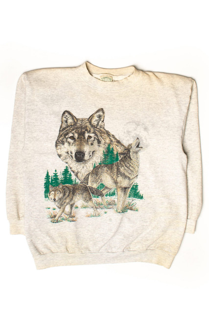 Vintage Stained Wolf Howl Sweatshirt (1990s)