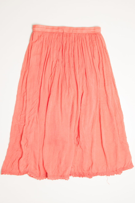 Coral Crochet Trimmed Festival Midi Skirt 544