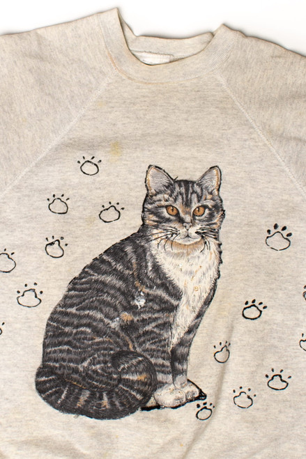 Vintage Homemade Cat Applique Sweatshirt (1990s)