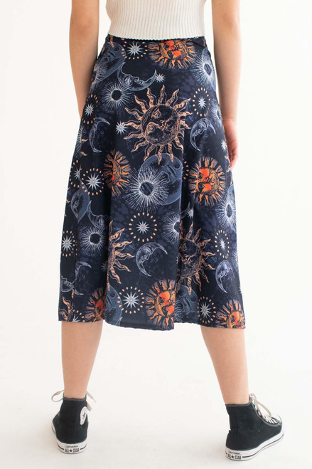 Navy Celestial Midi Skirt