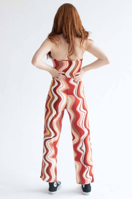 Hot Sauce Swirl Ruched Halter Jumpsuit